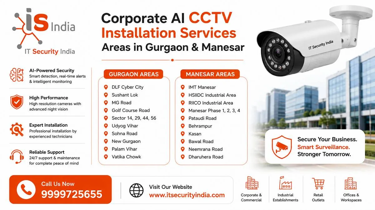 Corporate AI CCTV Installation Services Areas in Gurgaon & Manesar